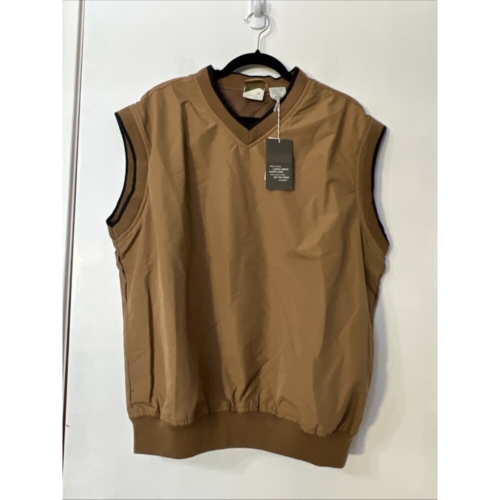 Allegheny Trail Brown‎ Tan Sz Large Pullover V Neck Hiker Outdoor Vest Mens Golf